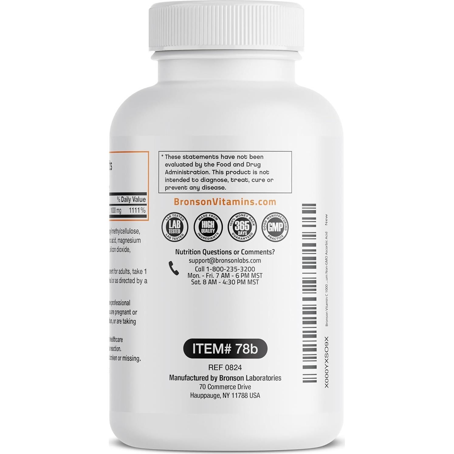 Vitamina C 1000 mg Bronson Liberación Prolongada 250 Tabletas