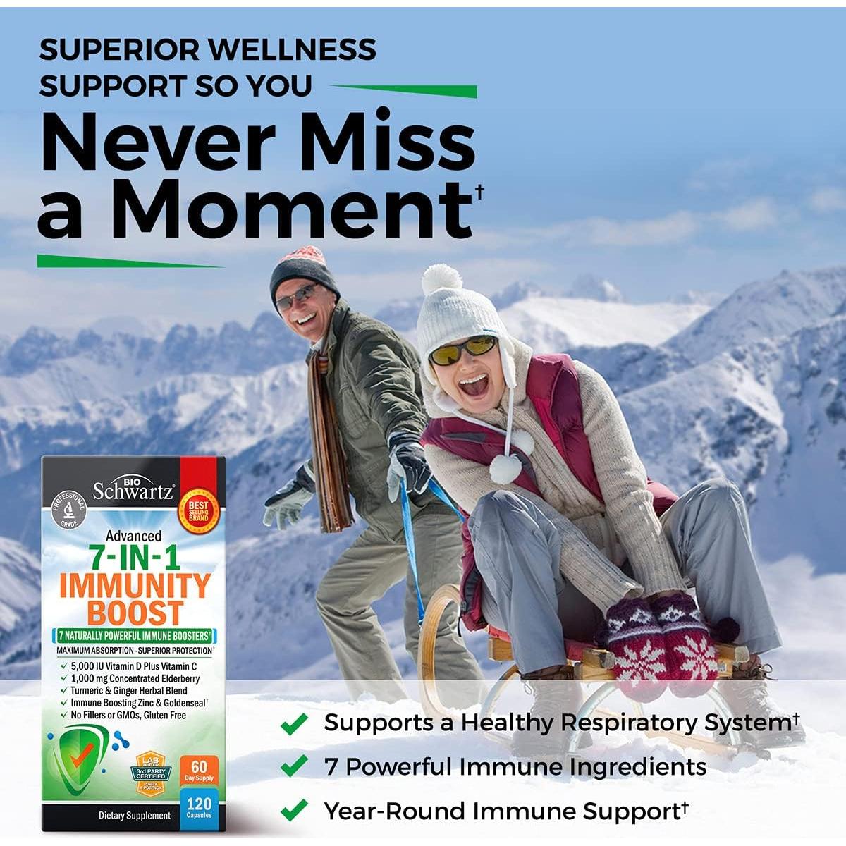 Suplemento Inmunológico BioSchwartz 7-en-1 con Zinc y Vitamina C - 120 Cápsulas