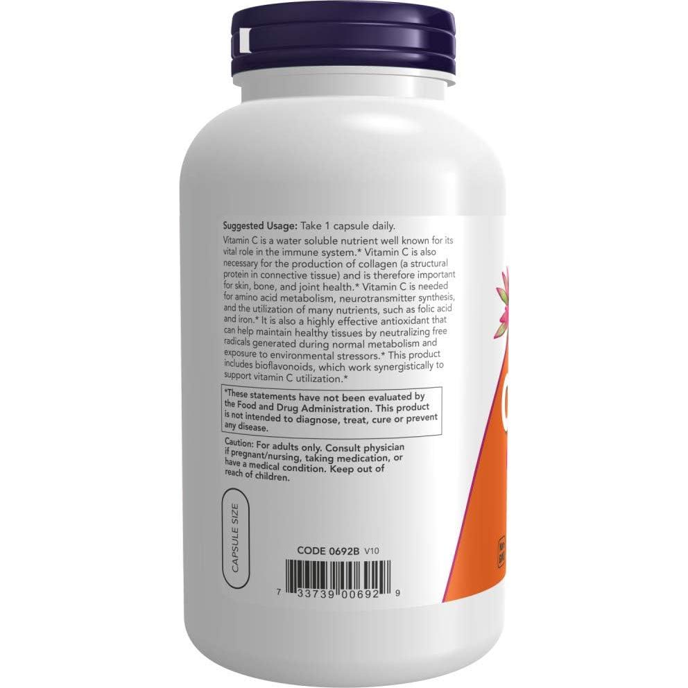 Vitamina C 1000 mg Now Foods con Bioflavonoides 250 Cápsulas Veganas