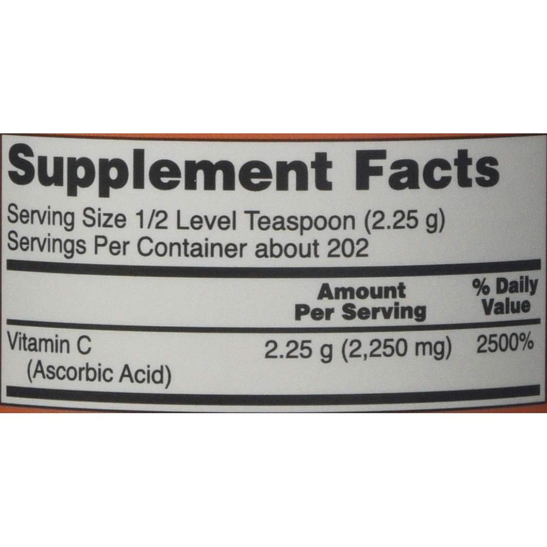 Cristales de Vitamina C Now Foods 0.45 kg Ácido Ascórbico