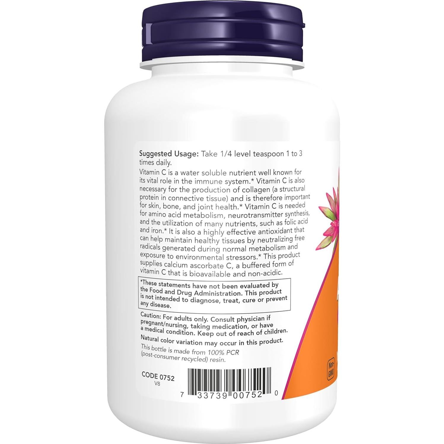 Polvo de Ascorbato de Calcio NOW Foods 226.8g Antioxidante