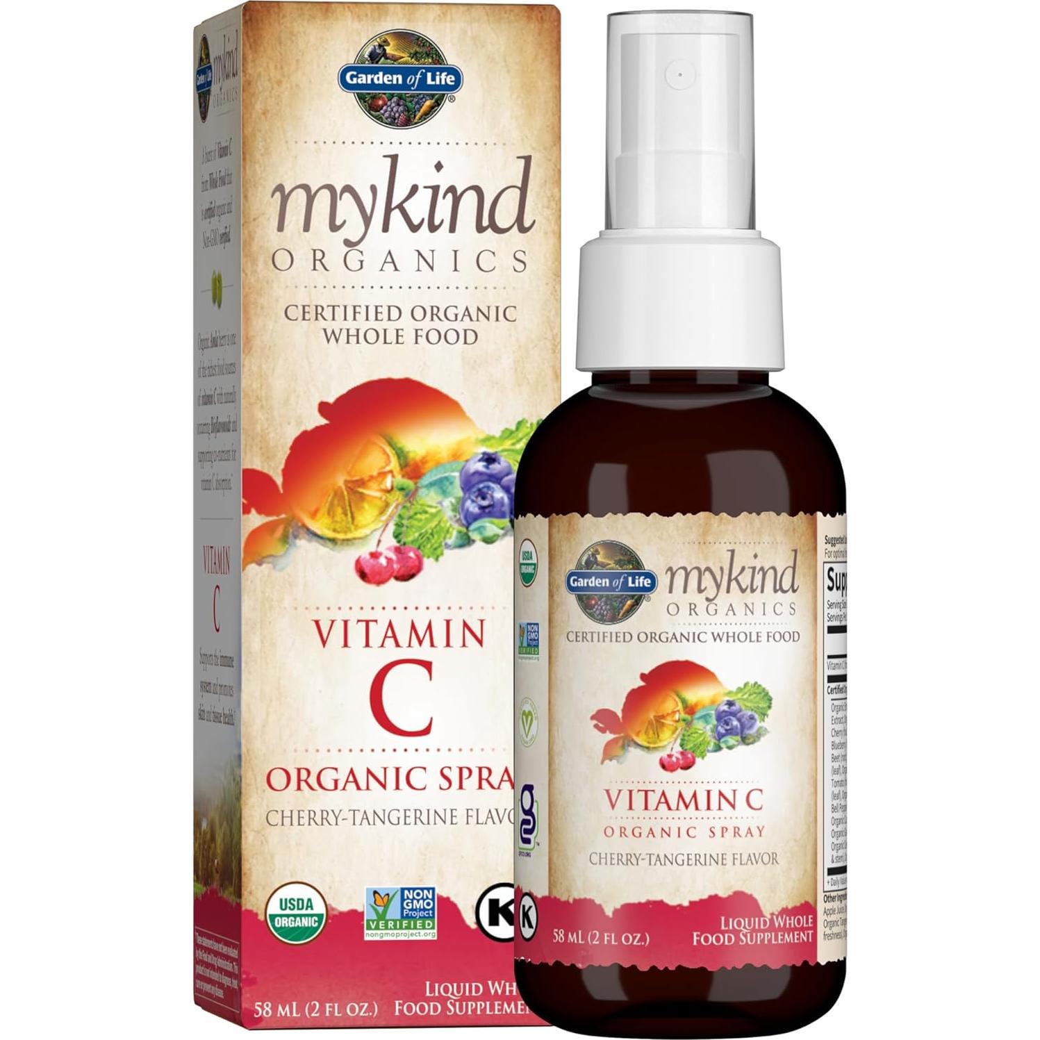 Spray de Vitamina C Orgánica Garden of Life 60ml - Naranja y Cereza