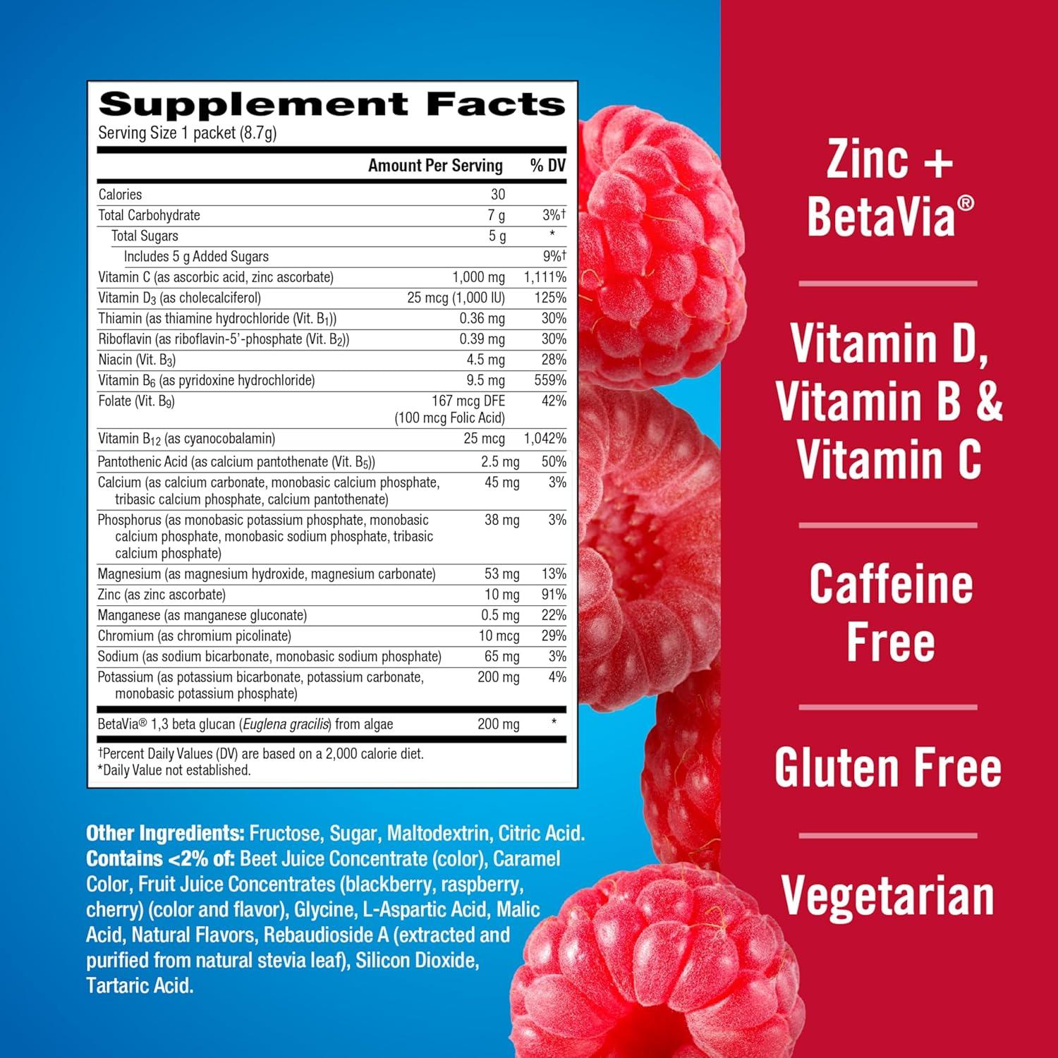 Emergen-C Inmunidad+ Polvo Frambuesa 30 Paquetes 1000mg Vitamina C