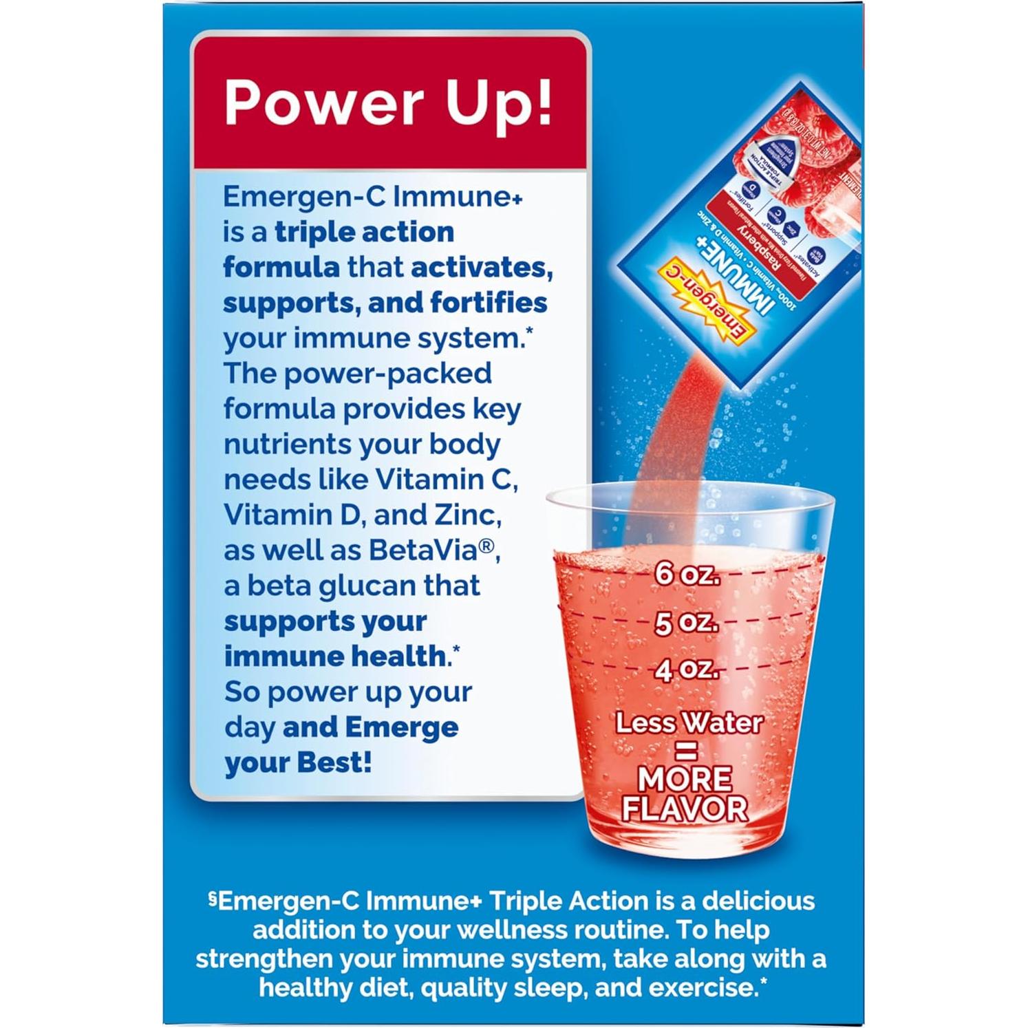 Emergen-C Inmunidad+ Polvo Frambuesa 30 Paquetes 1000mg Vitamina C