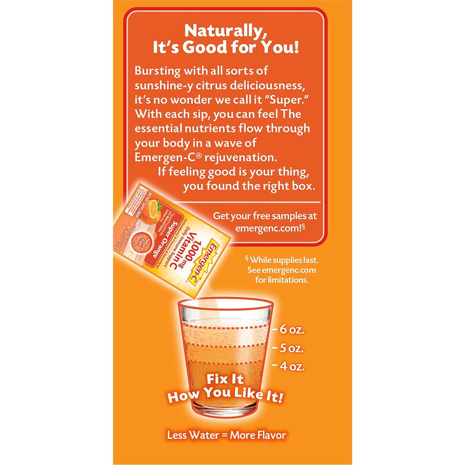 Emergen-C Polvo de Vitamina C 1000mg Sabor Naranja 90.72g