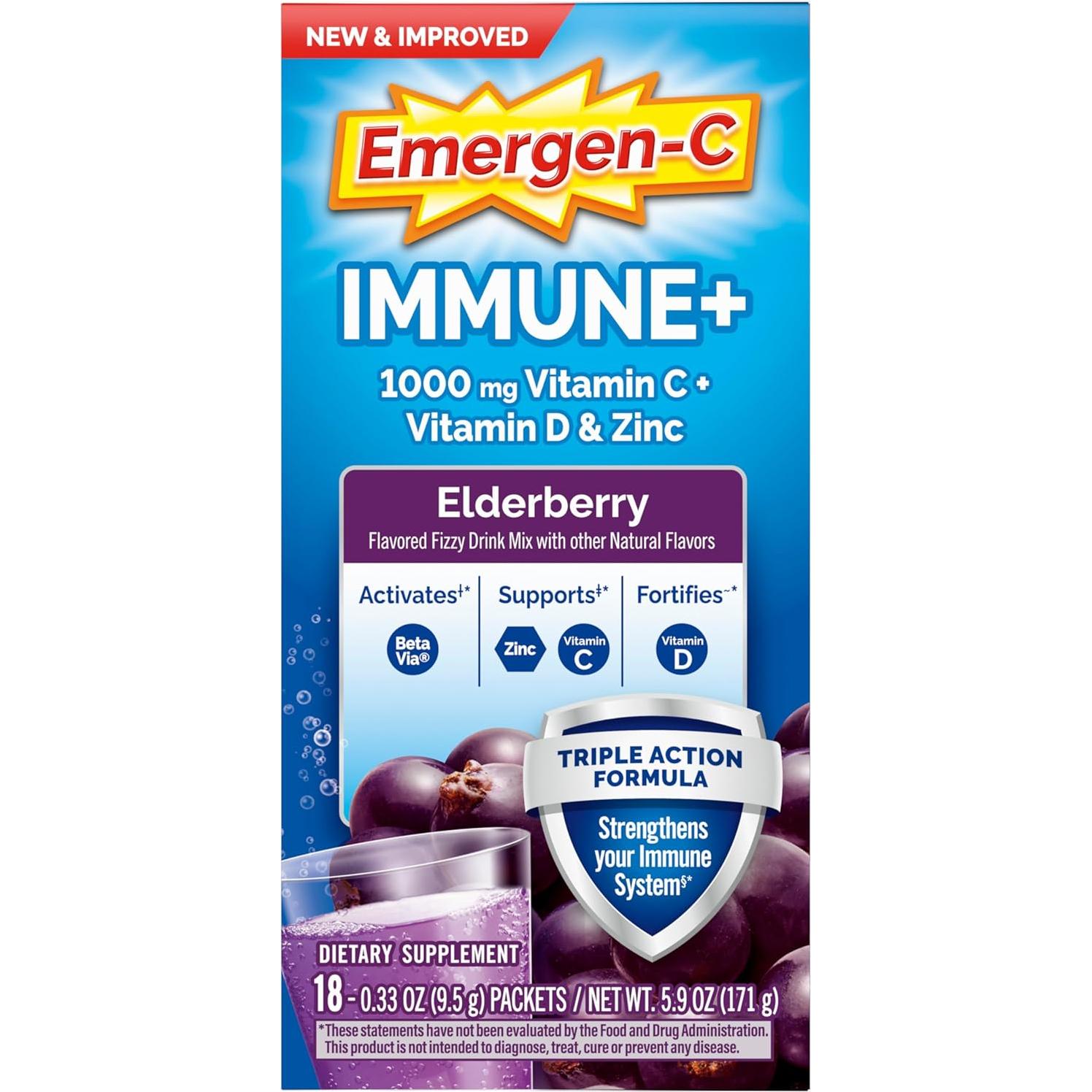 Emergen-C Inmunidad+ 1000mg Vitamina C 18 Sobres Efervescentes