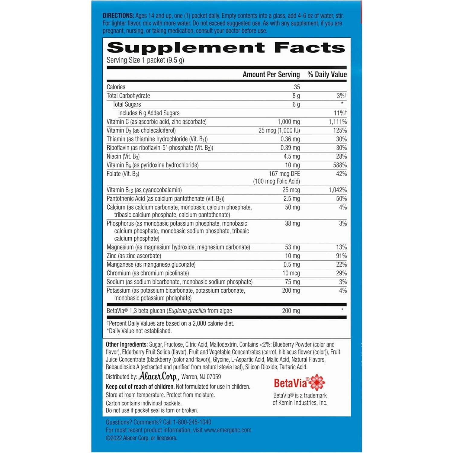 Emergen-C Inmunidad+ 1000mg Vitamina C 18 Sobres Efervescentes