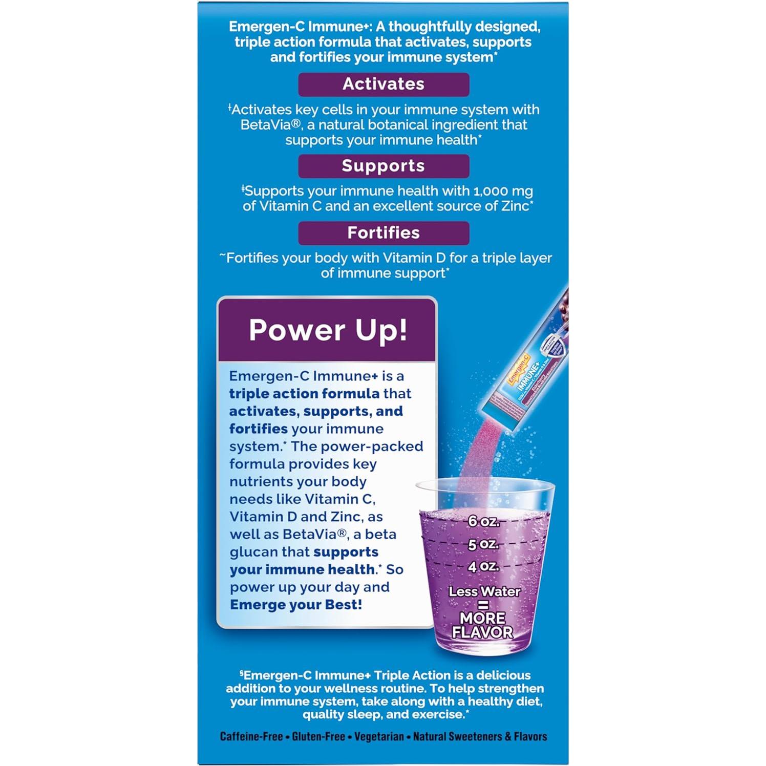 Emergen-C Inmunidad+ 1000mg Vitamina C 18 Sobres Efervescentes