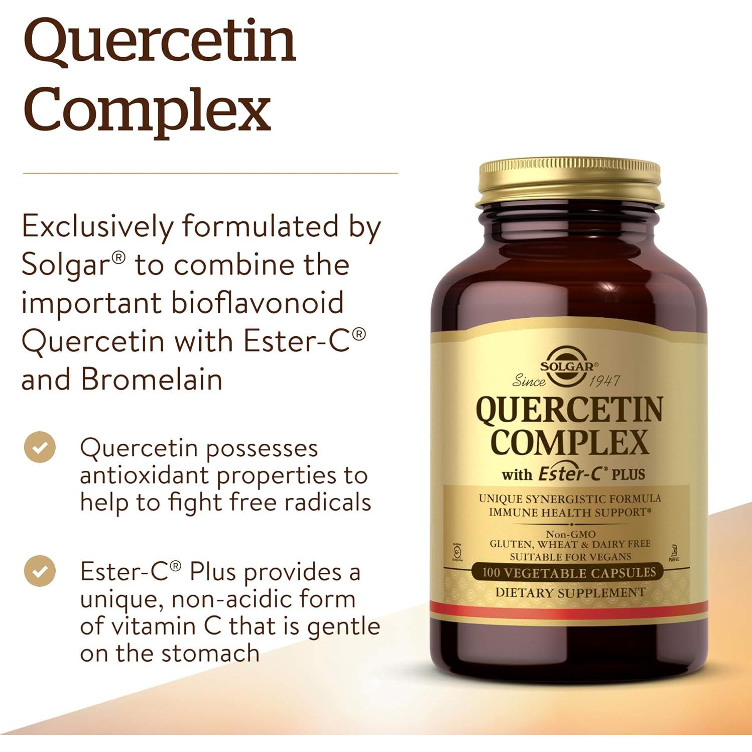 Solgar Quercetina con Ester-C 100 Cápsulas Vegetales Antioxidante
