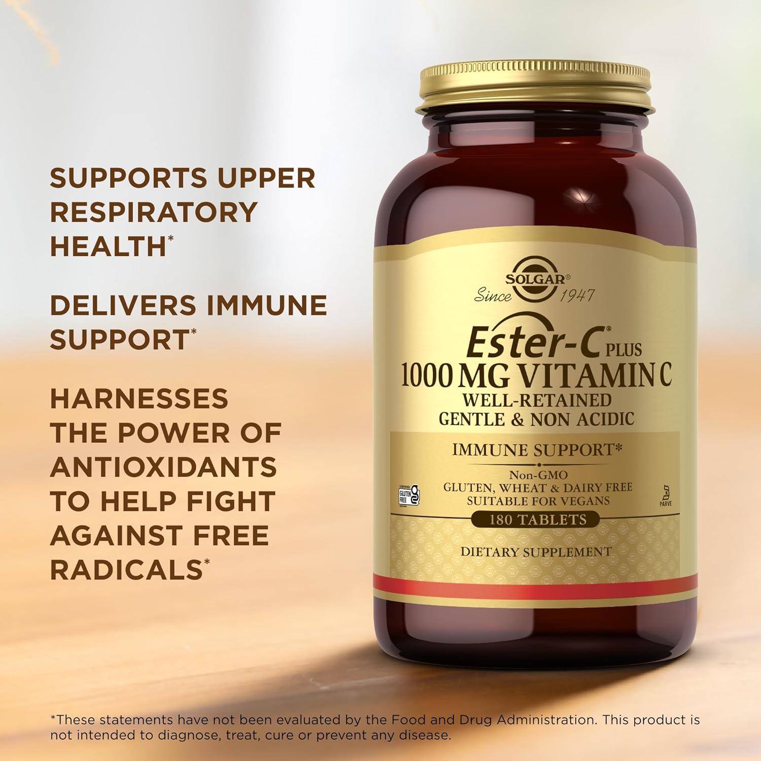 Solgar Ester-C Plus 1000 mg Vitamina C Suave 180 Tabletas