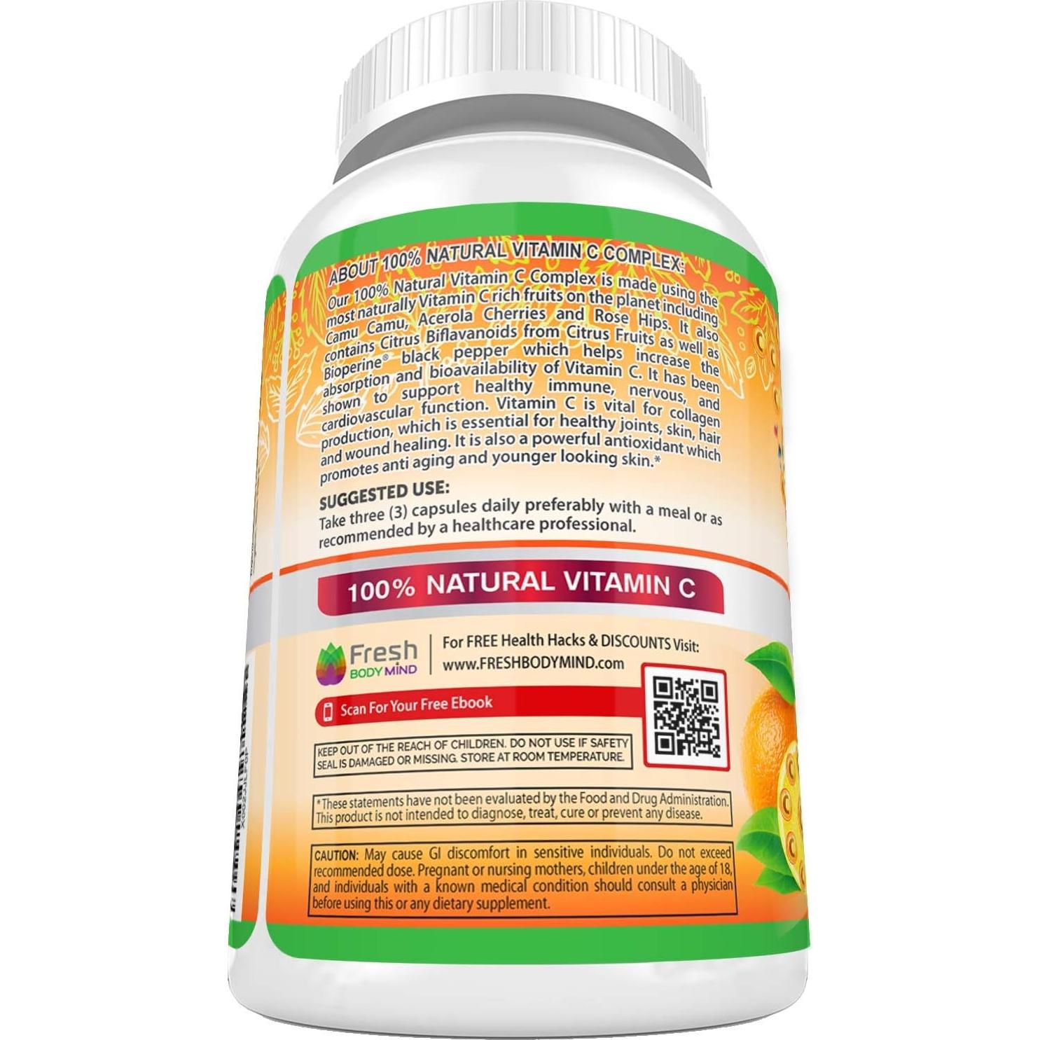 Vitamina C 100% Natural Fresh Healthcare 500mg - 120 Cápsulas