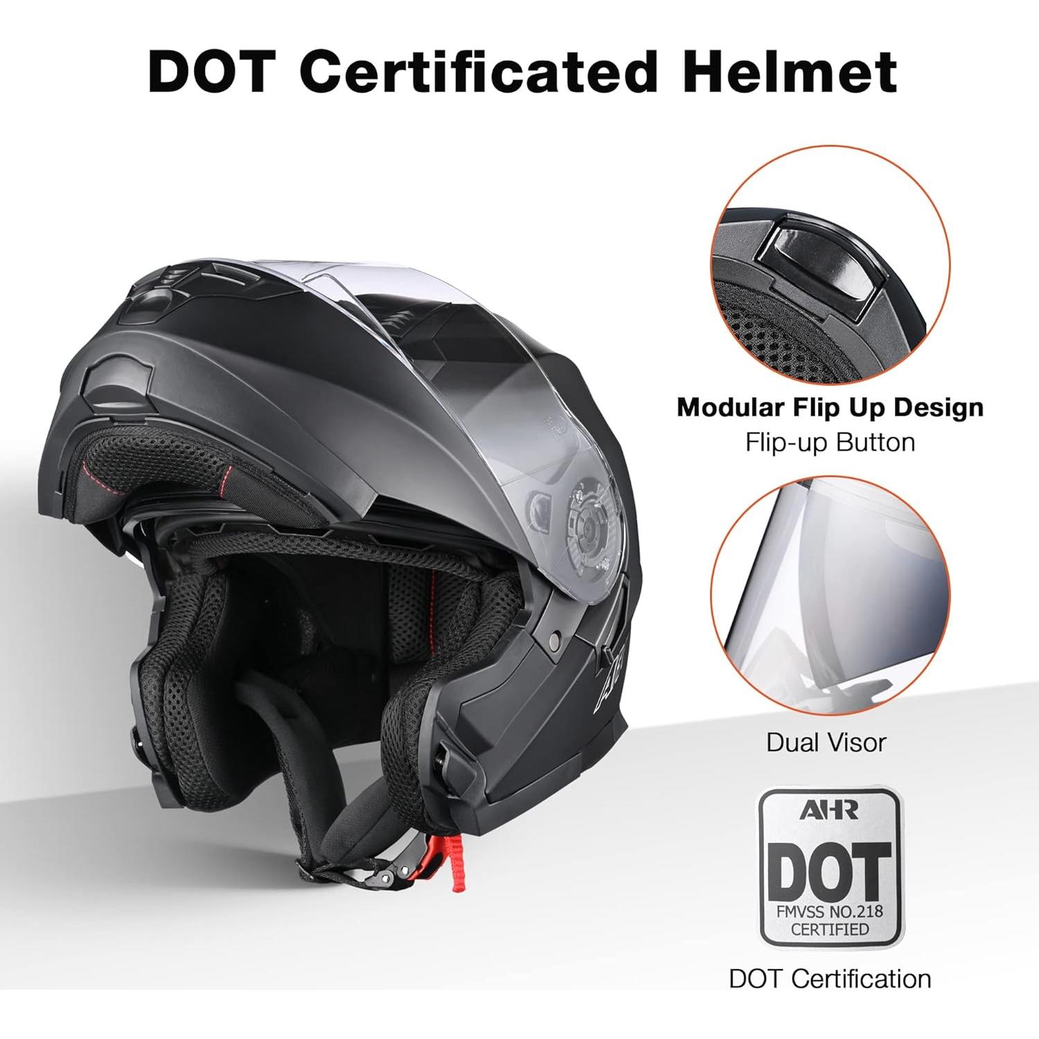 Casco Modular AHR RUN-M1 Azul - Doble Visor y Abatible