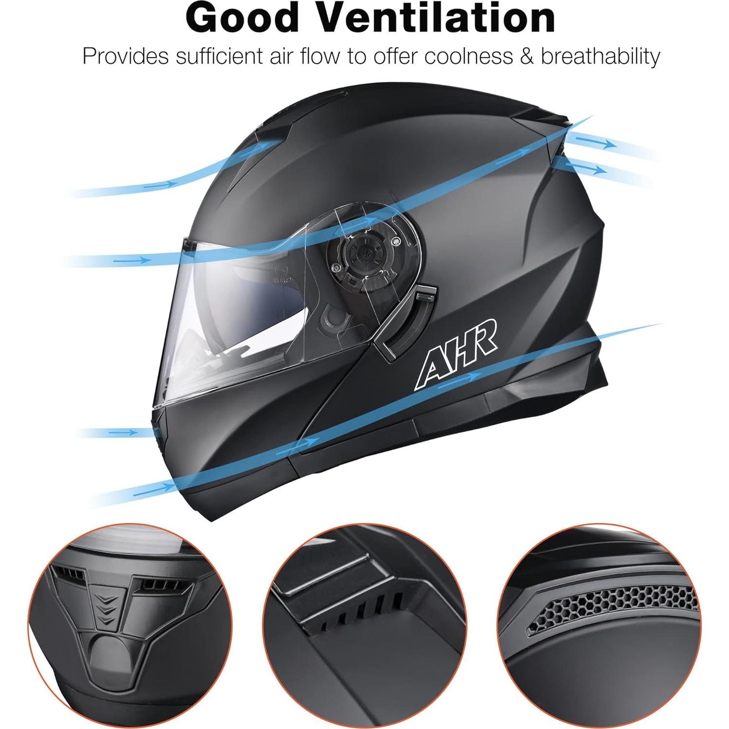 Casco Modular AHR RUN-M1 Azul - Doble Visor y Abatible