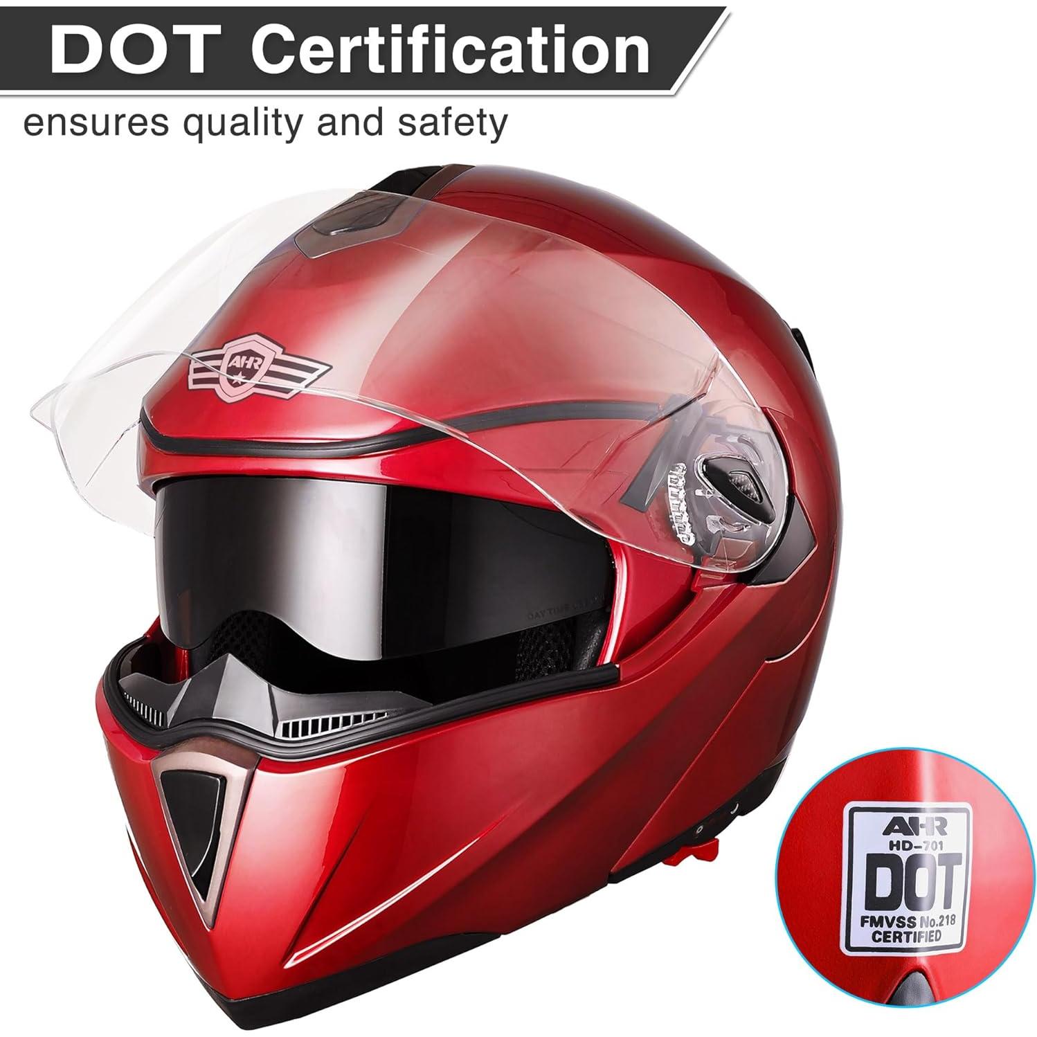 Casco Modular AHR Run-M1 Azul Doble Visera para Motocicleta