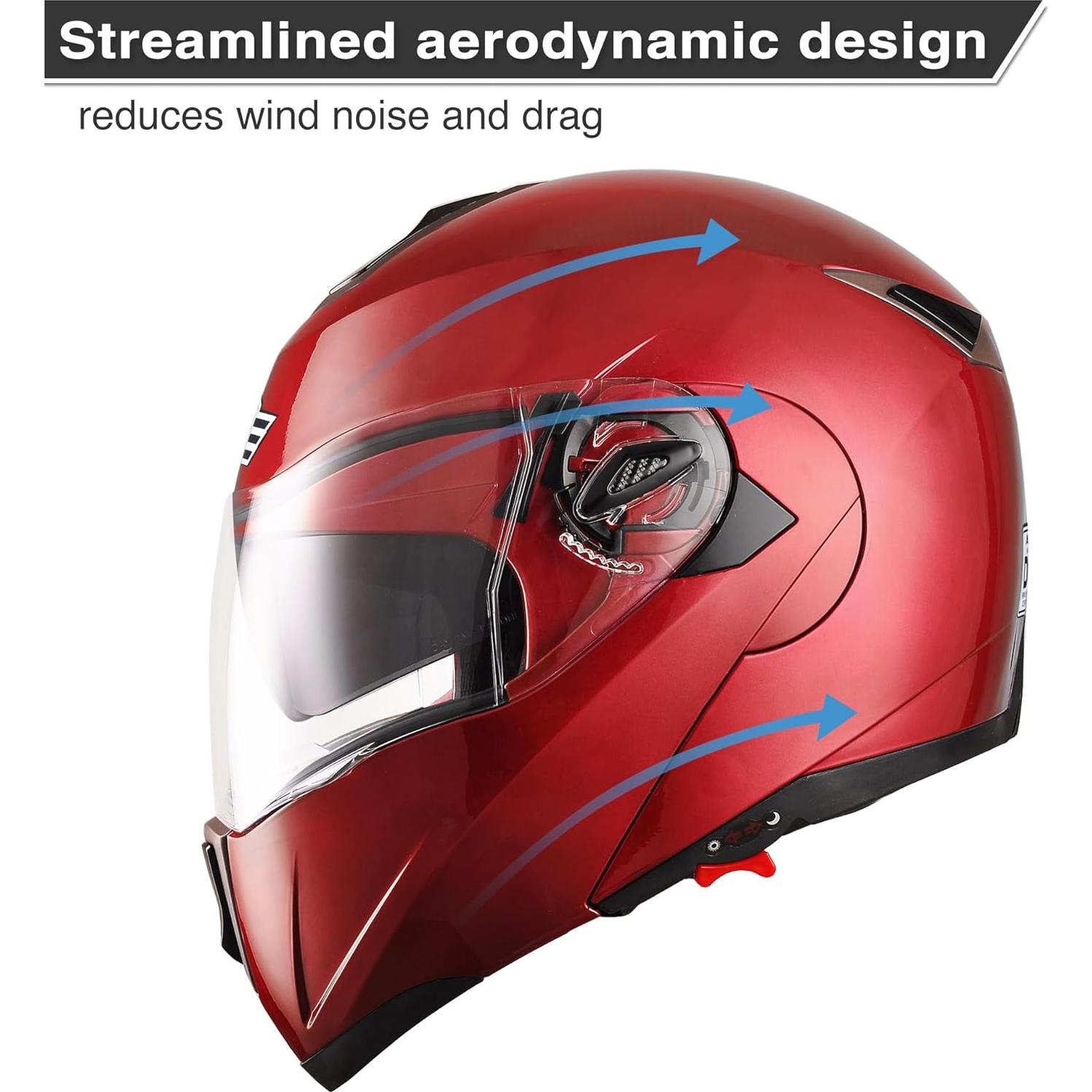 Casco Modular AHR Run-M1 Azul Doble Visera para Motocicleta