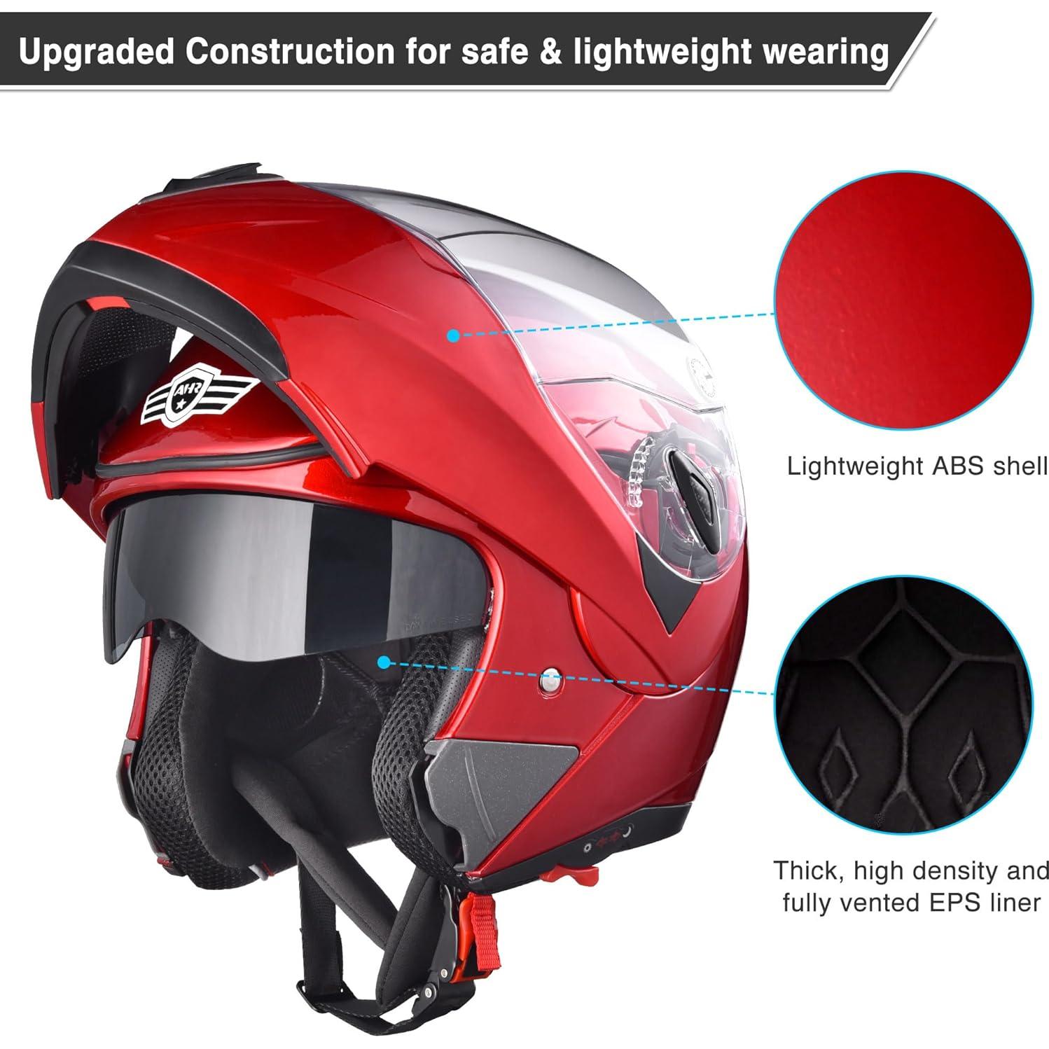 Casco Modular AHR Run-M1 Azul Doble Visera para Motocicleta