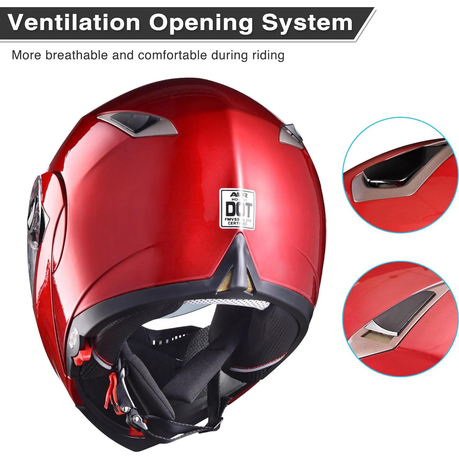 Casco Modular AHR Run-M1 Azul Doble Visera para Motocicleta