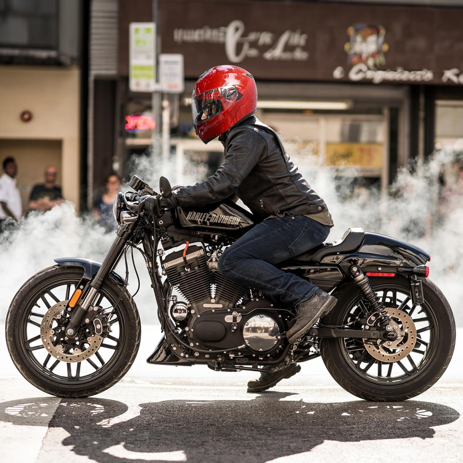 Casco Modular AHR Run-M1 Azul Doble Visera para Motocicleta