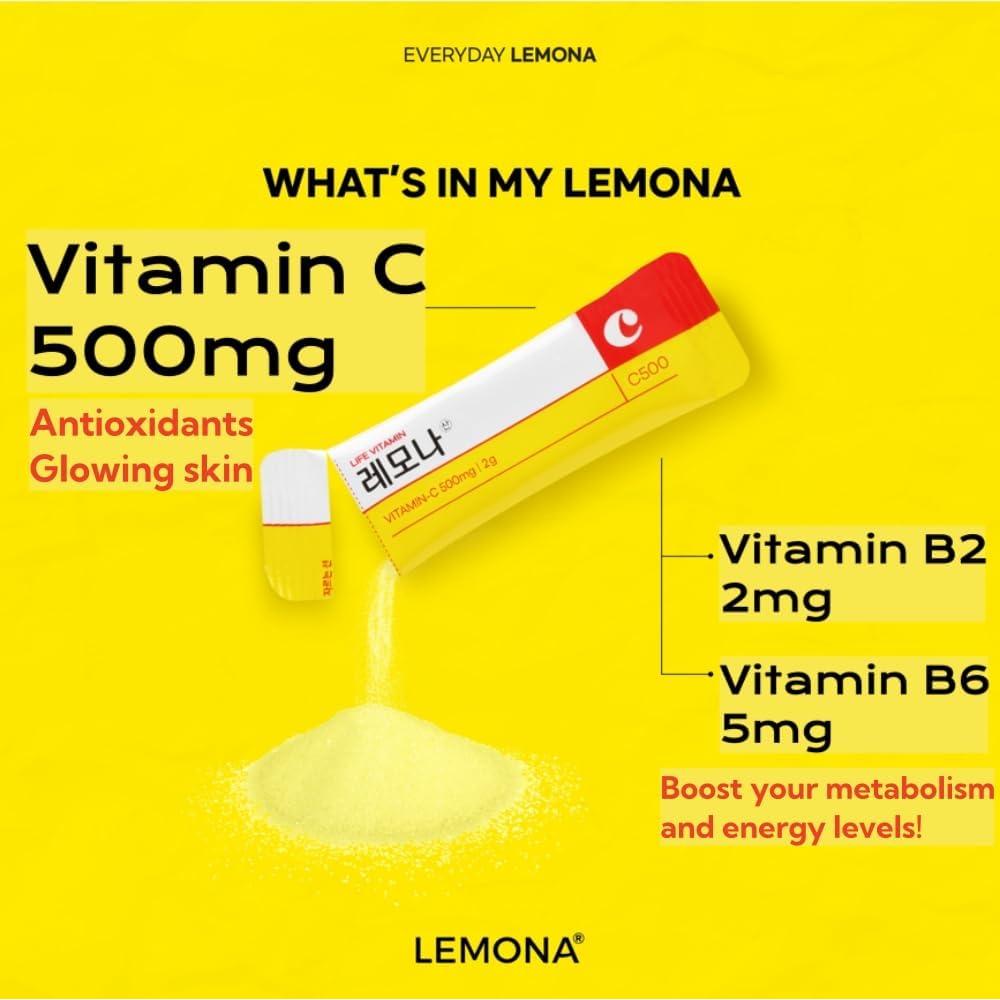 LEMONA Vitamina C 500mg en Polvo - 70 Stick Packs