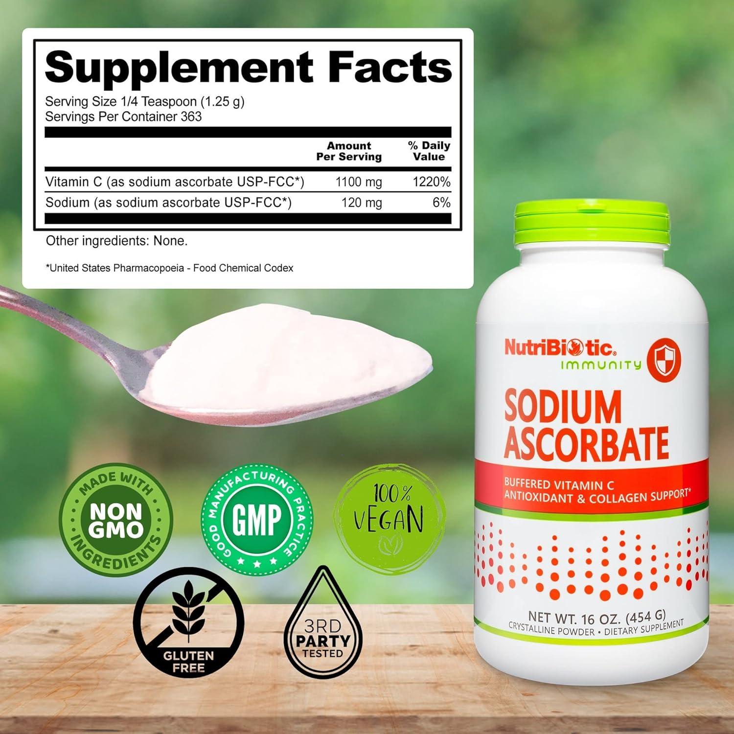 Polvo de Vitamina C Ascorbato Sódico NutriBiotic 453 g