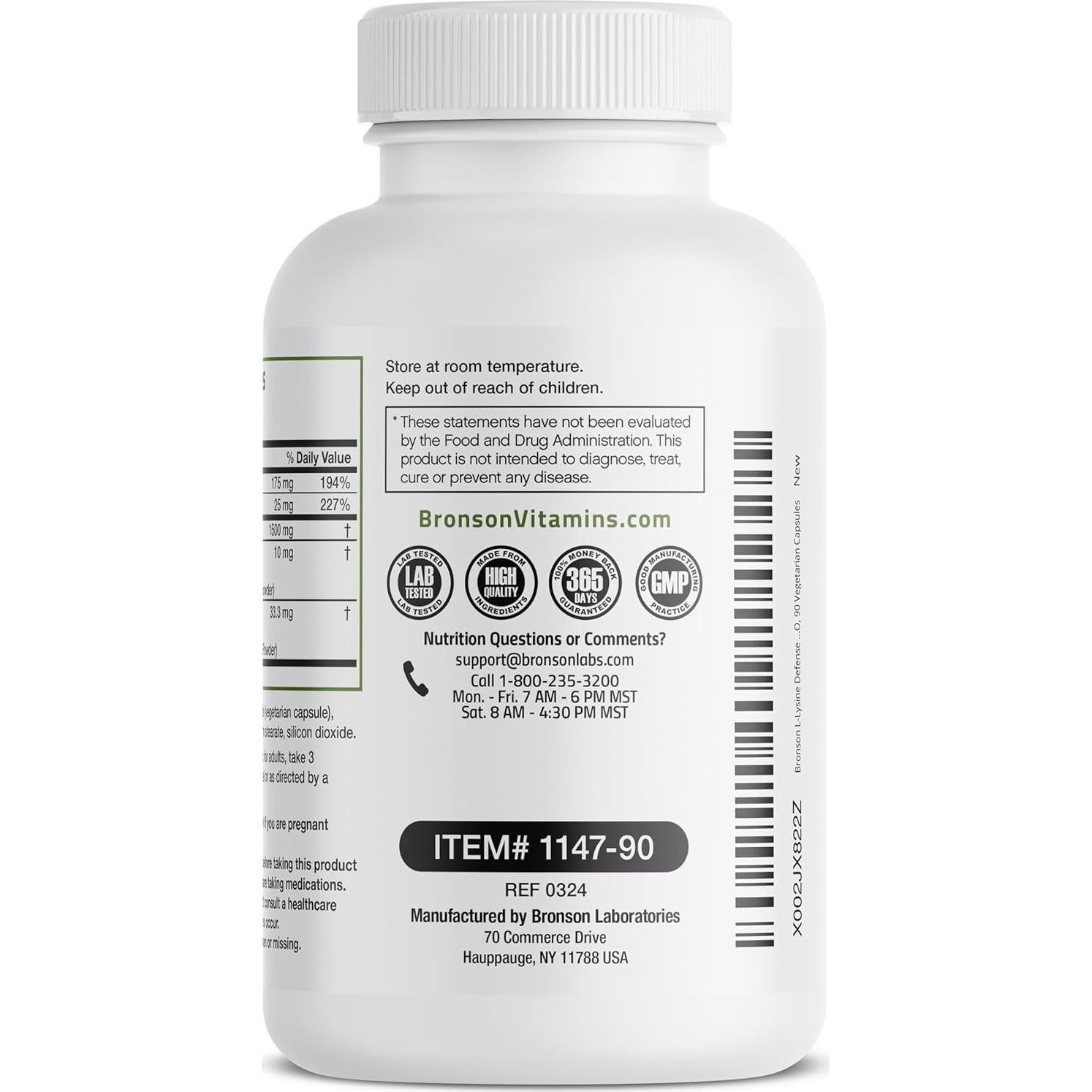 Complejo Inmunológico L-Lisina Bronson 1500 MG 90 Cápsulas
