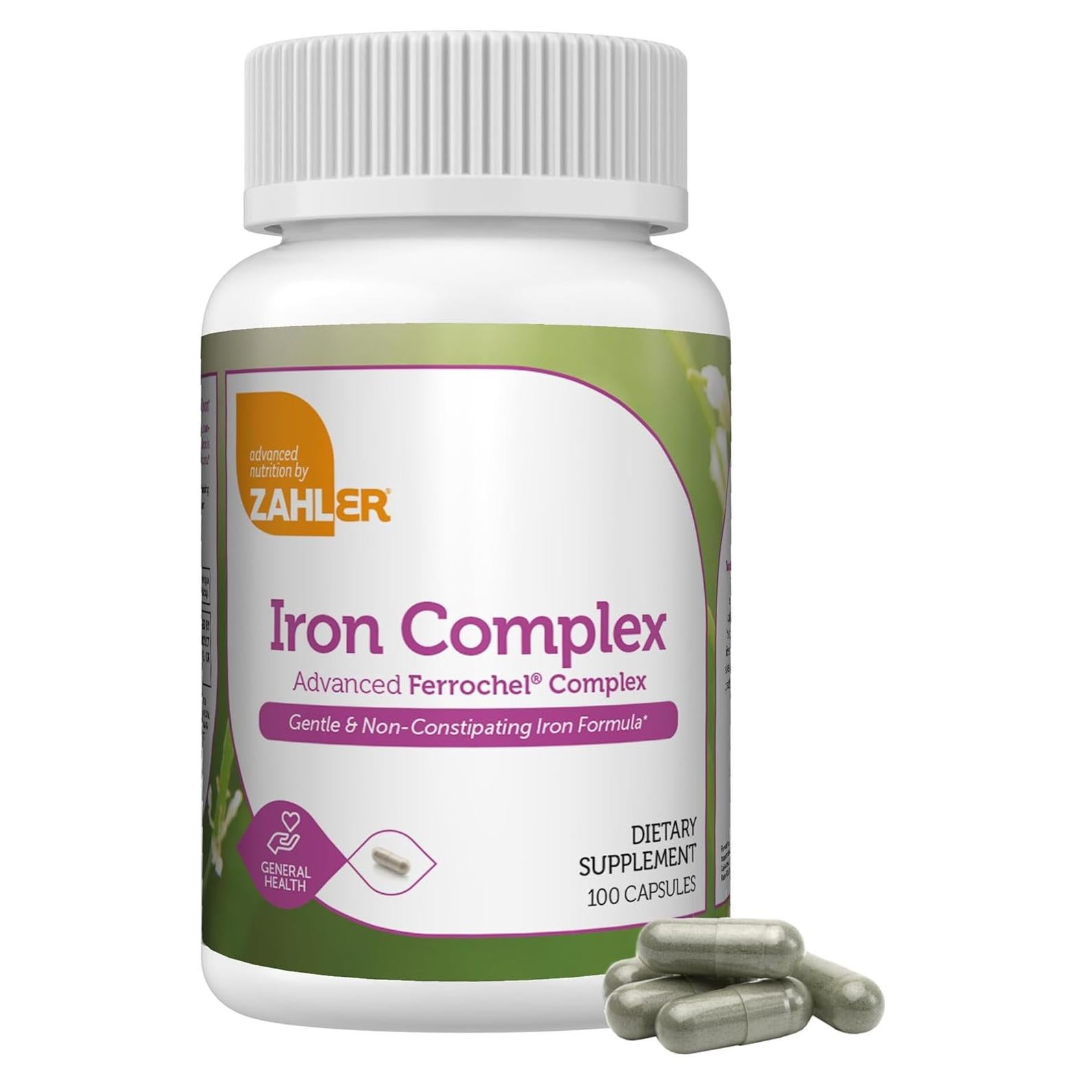 Suplemento de Hierro Zahler 100 Cápsulas con Vitamina C