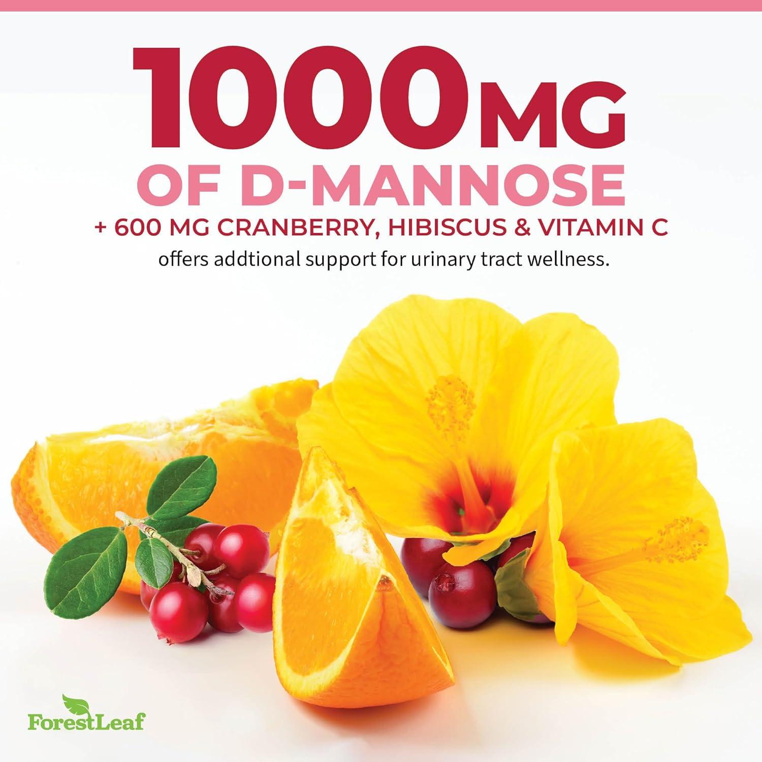 Cápsulas de D-Mannose 1000mg ForestLeaf - Salud Urinaria 120 Unidades