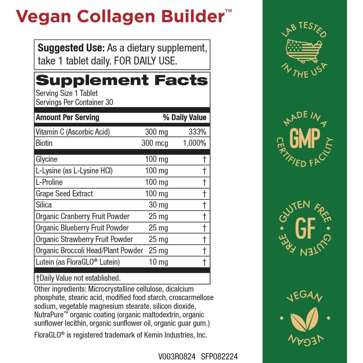 Constructor de Colágeno Vegano Purity - 30 Tabletas con Vitamina C