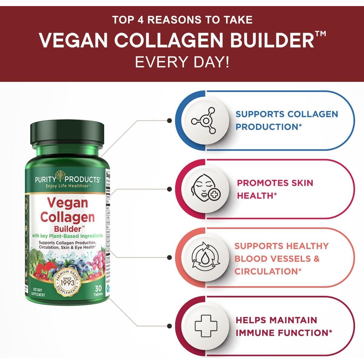 Constructor de Colágeno Vegano Purity - 30 Tabletas con Vitamina C