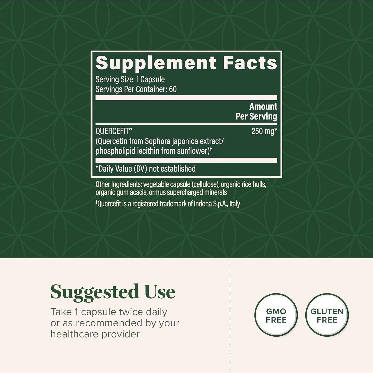 Suplemento de Quercetina Global Healing 250 mg 60 Cápsulas