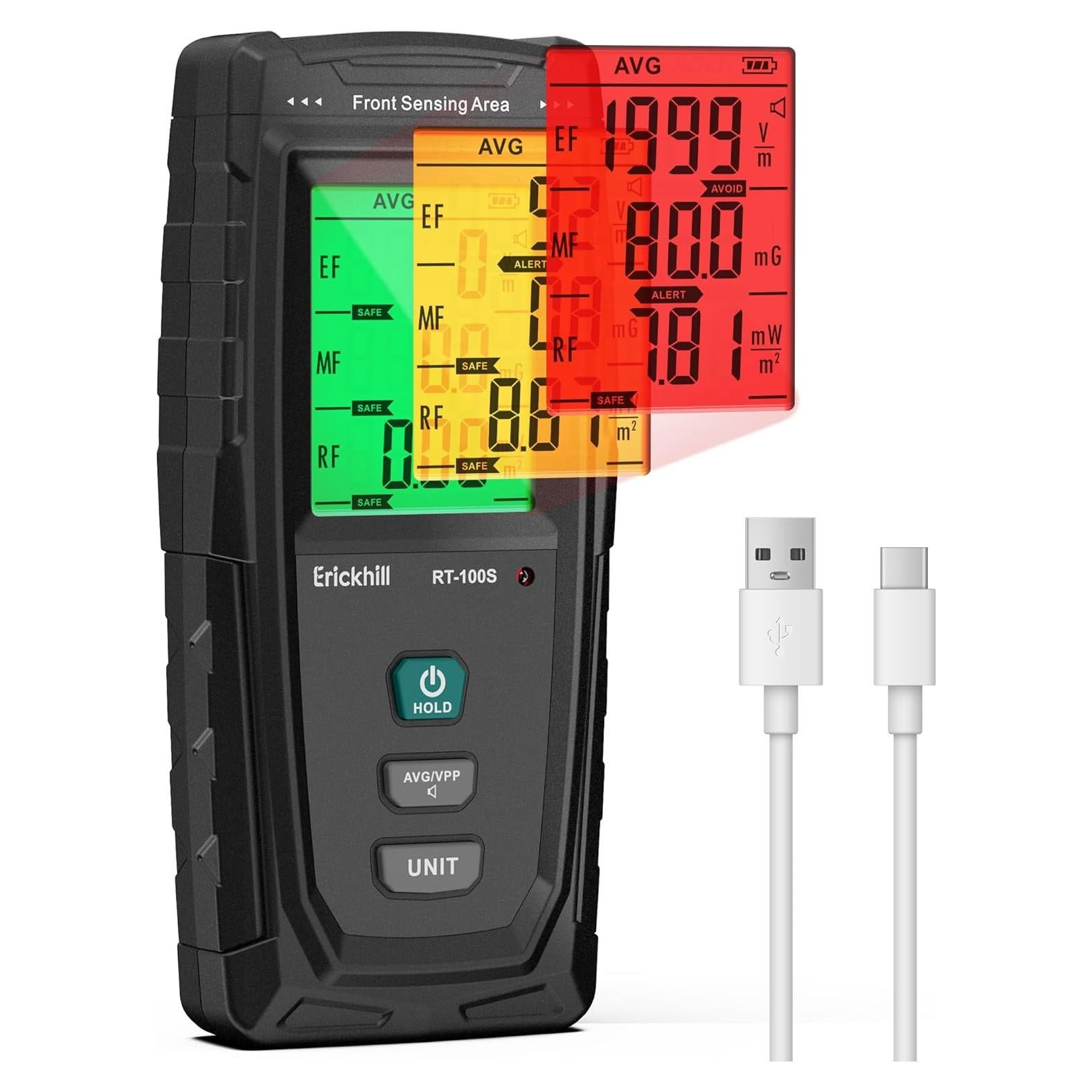Detector EMF 3 en 1 ERICKHILL RT-100S Carga Tipo-C