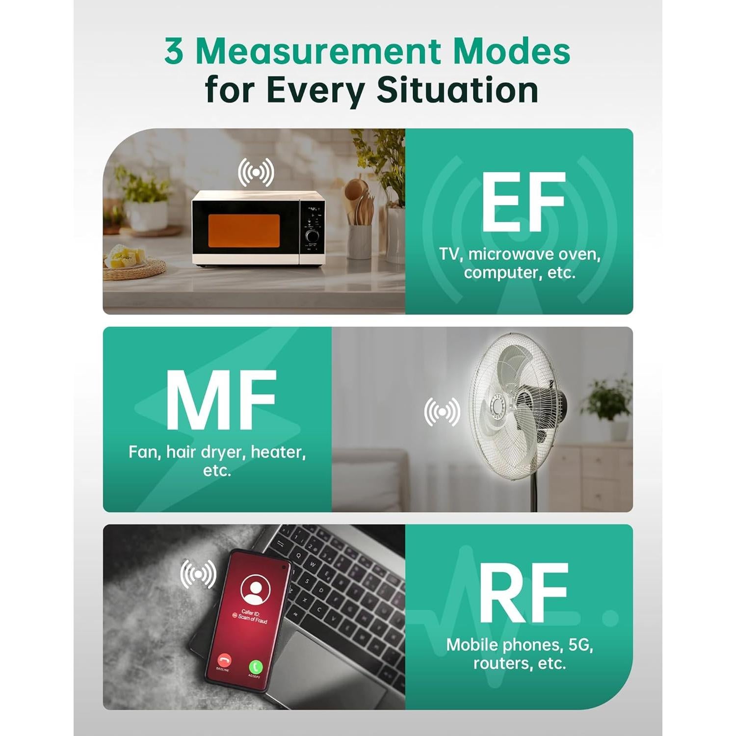 Detector EMF 3 en 1 ERICKHILL RT-100S Carga Tipo-C