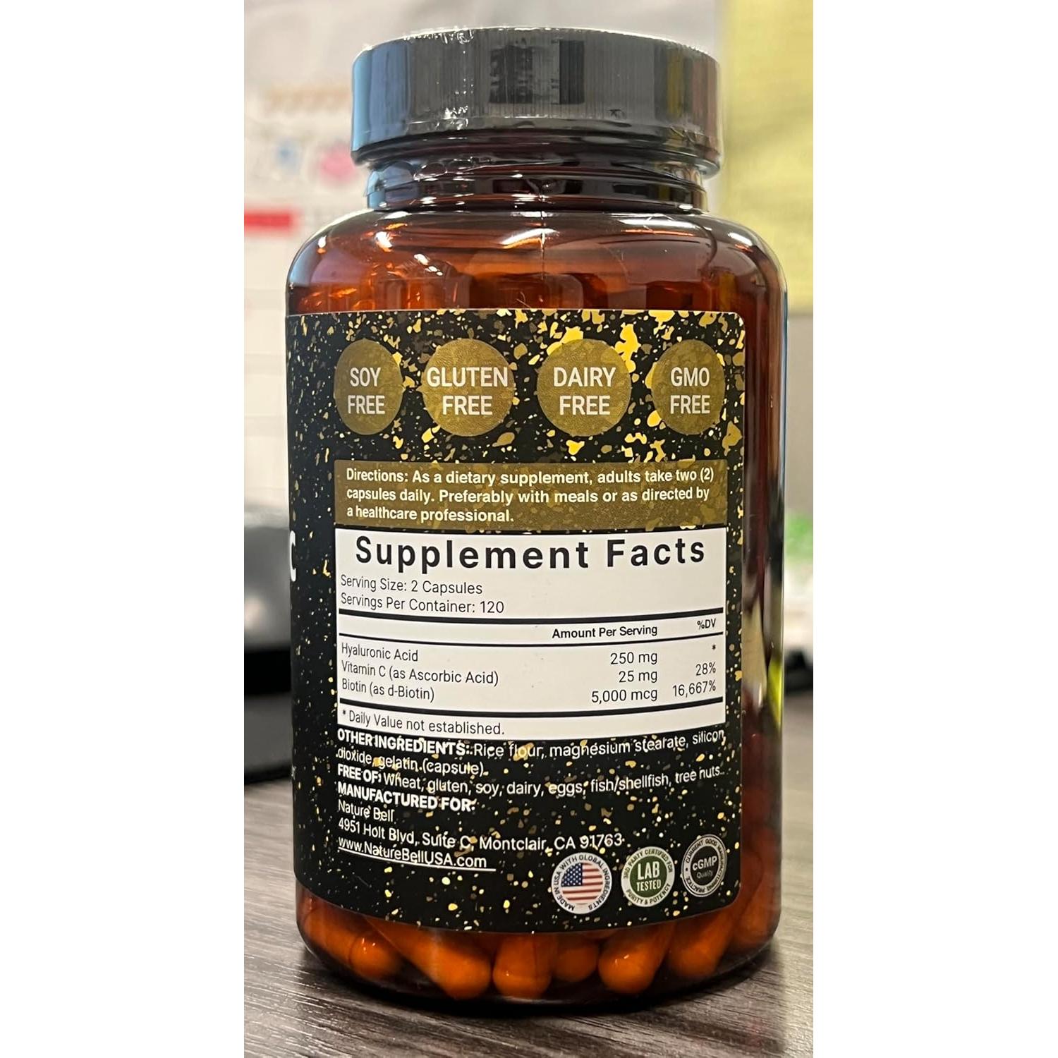 Suplemento Ácido Hialurónico NatureBell 250mg 240 Cápsulas