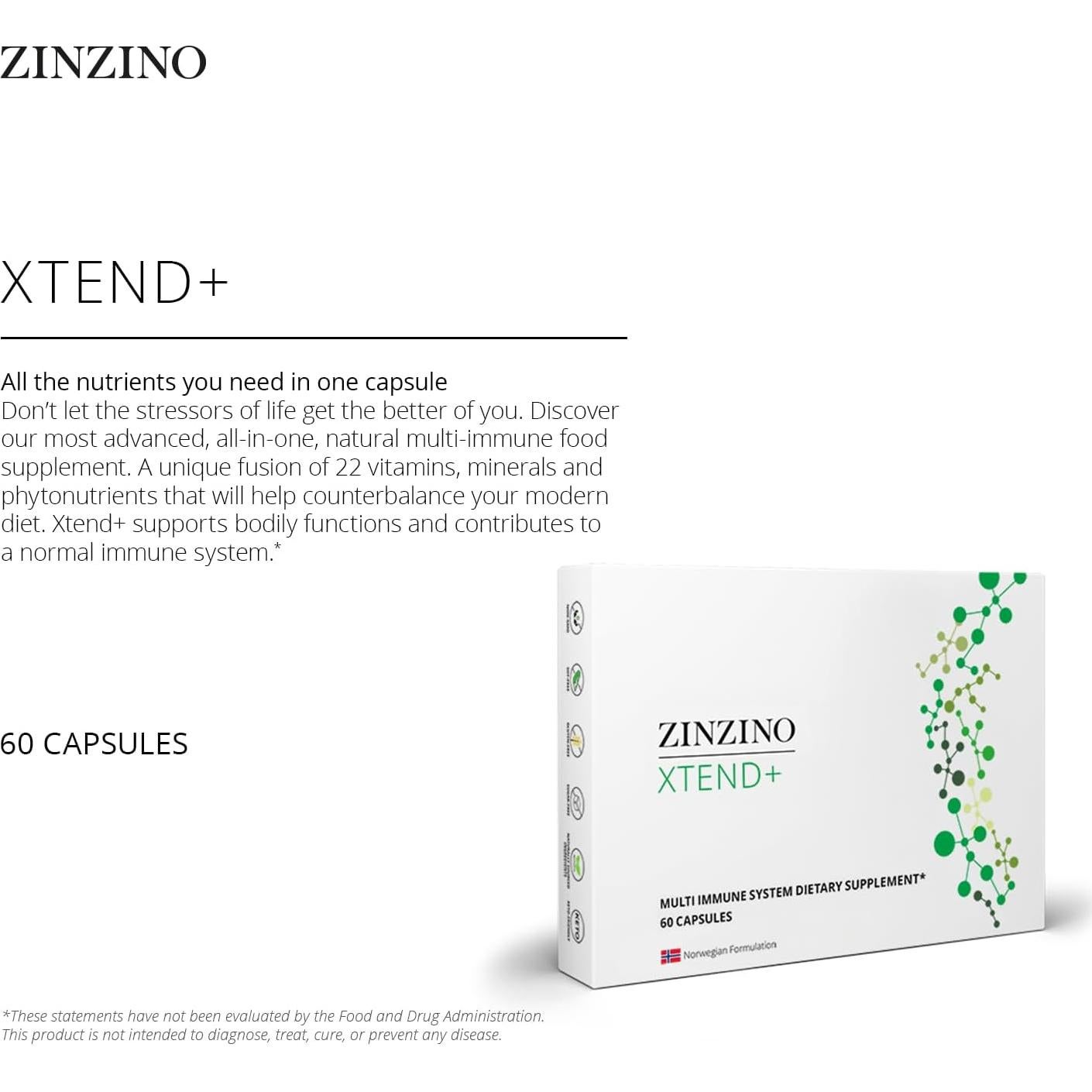 Suplemento Inmunológico Xtend+ Zinzino - 60 Cápsulas Veganas