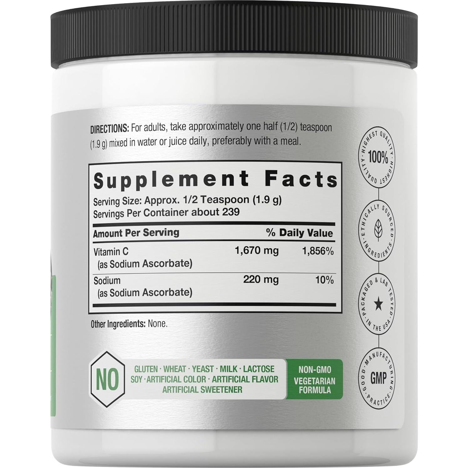 Polvo de Ascorbato de Sodio Horbaach | 453.6 g | Vitamina C Vegana