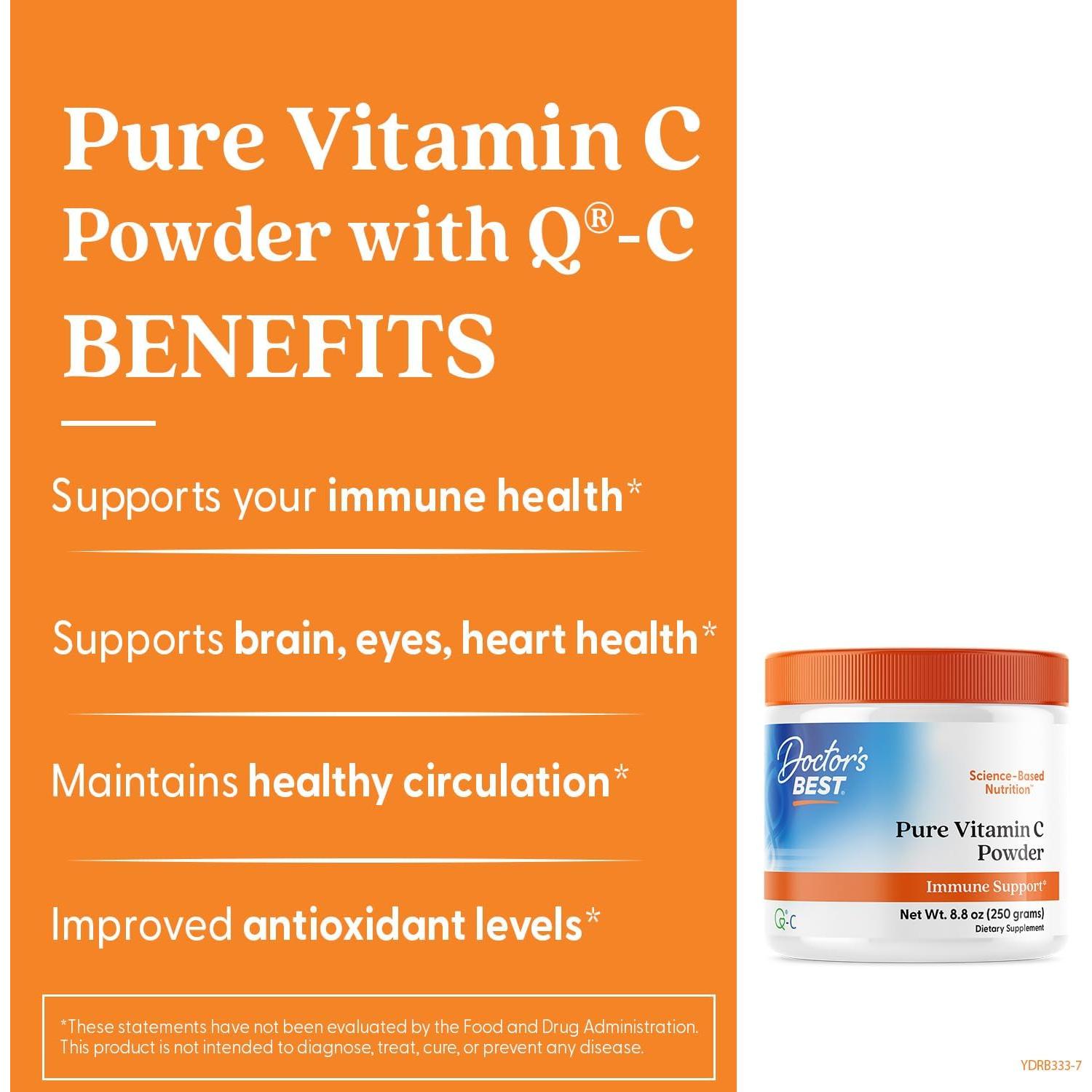 Polvo de Vitamina C Doctor's Best con Q-C 250g - Antioxidante