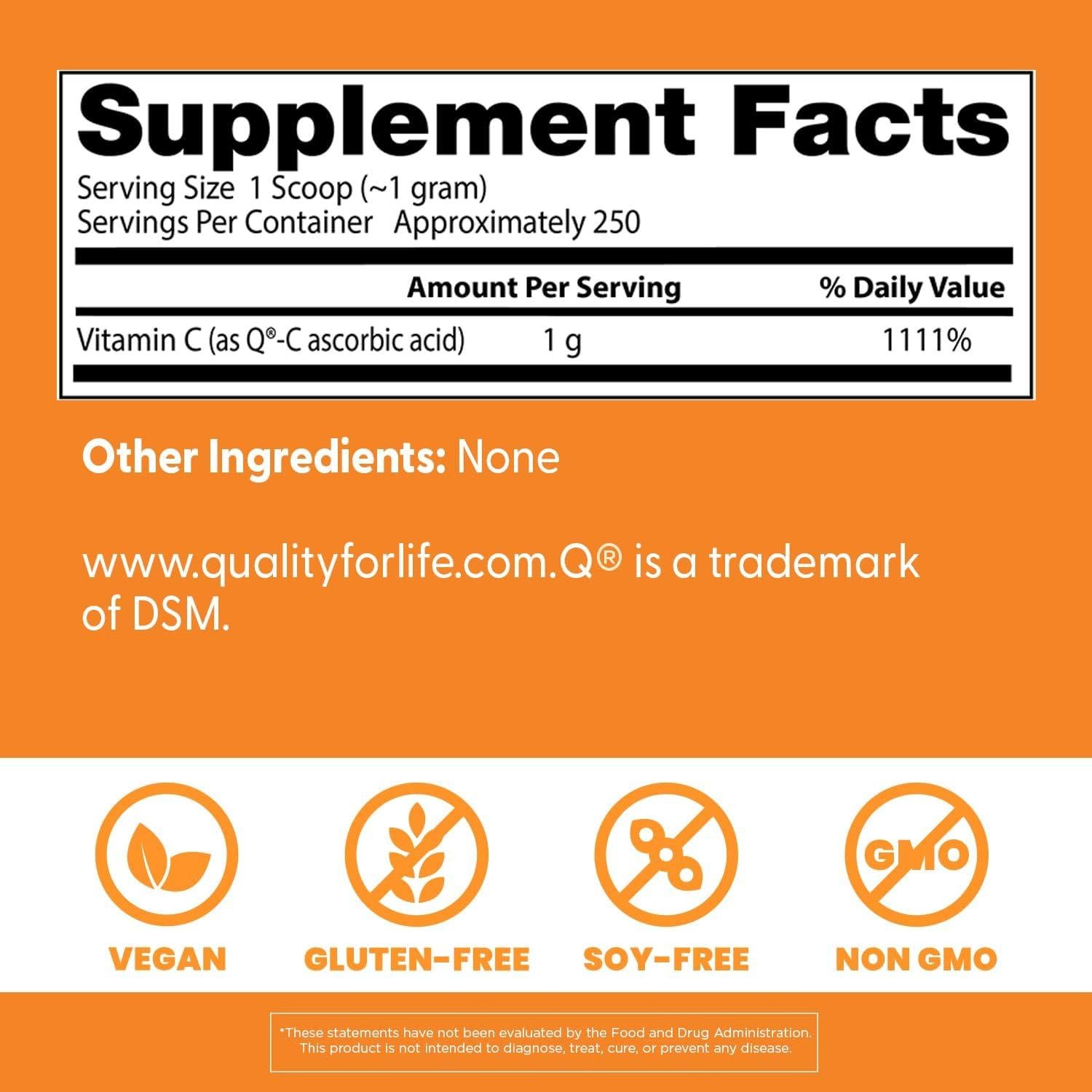 Polvo de Vitamina C Doctor's Best con Q-C 250g - Antioxidante