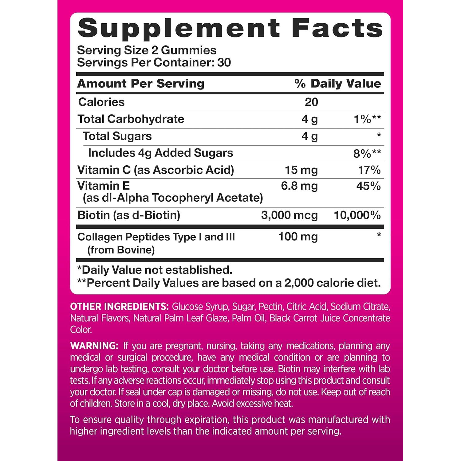 Gomitas Vitaminas PINK para Cabello, Piel y Uñas 60 Unidades