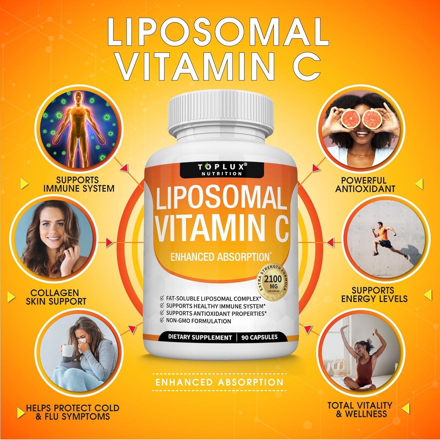Vitamina C Liposomal 2100mg Toplux - Alta Absorción Vegana