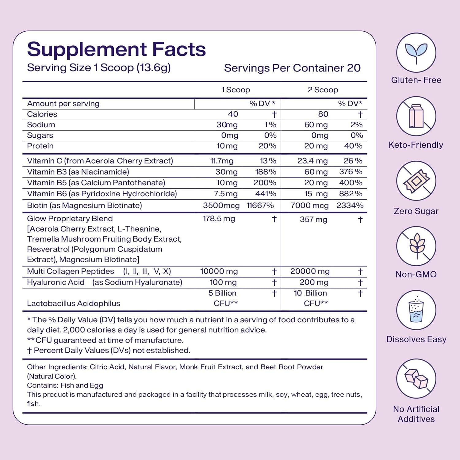Mezcla de Belleza Colágeno 11 en 1 Vainilla Francesa 20 Porciones