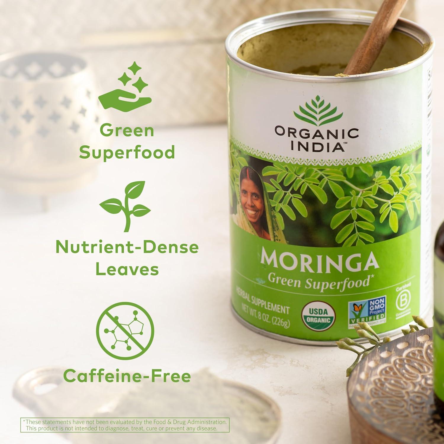 Polvo de Moringa Organic India 226.8 g - Superalimento Vegano
