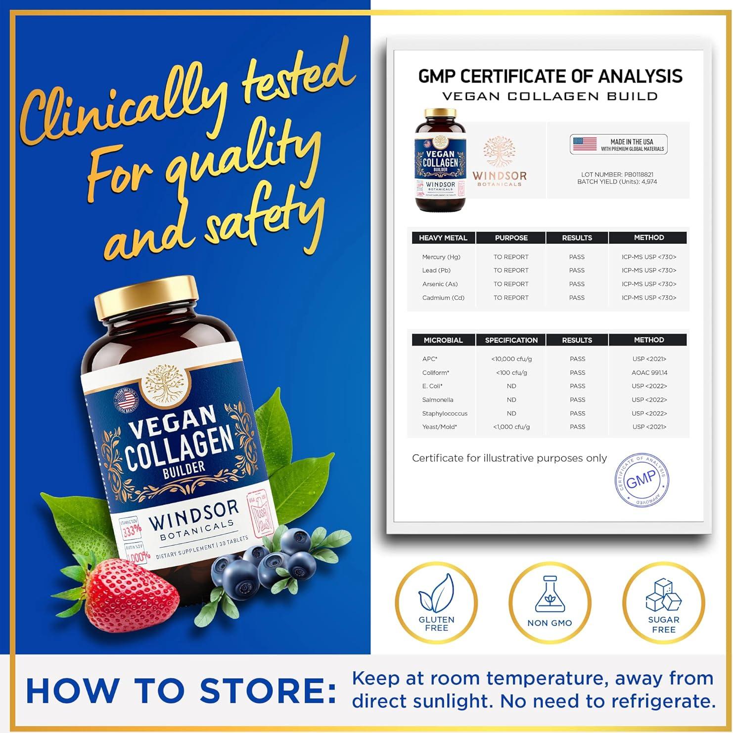 Colágeno Vegano Windsor Botanicals - 60 Tabletas Vegetarianas