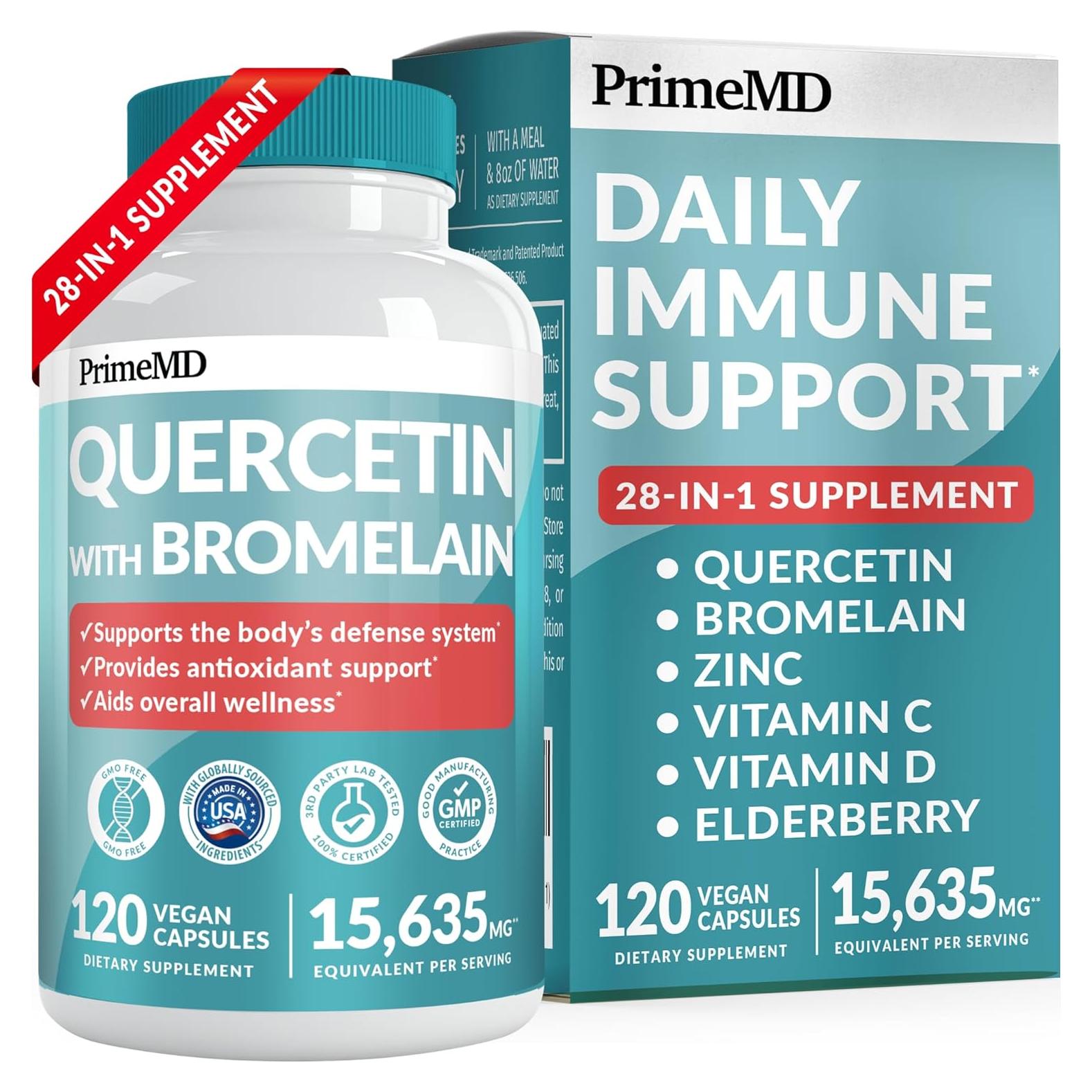 Suplemento Quercetina 28-en-1 PrimeMD con Bromelina 120 Cápsulas