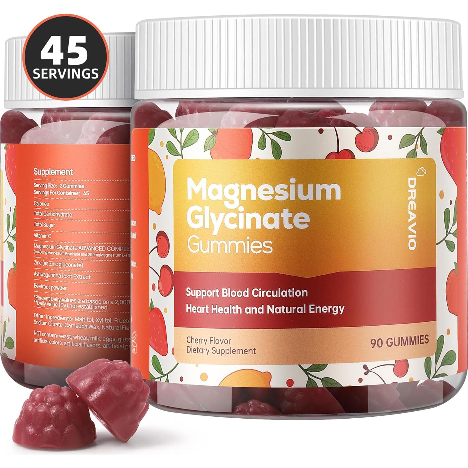 Gomitas de Glicinato de Magnesio DREAVIO 90 Conteos Sin Azúcar