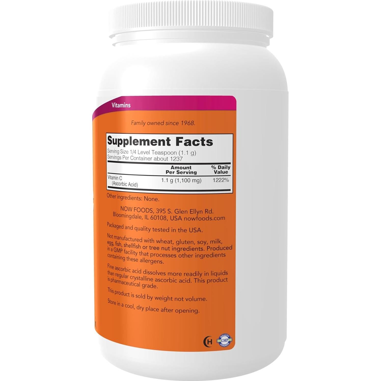 Cristales de Vitamina C NOW Foods 1.36 kg - Antioxidante