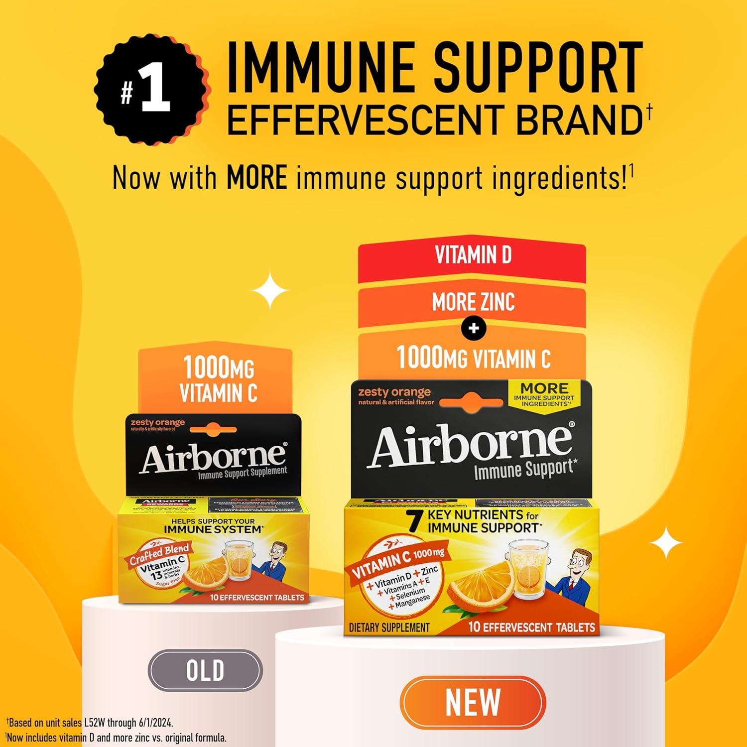 Tabletas Efervescentes Airborne Naranja 1000mg Vitamina C 10u