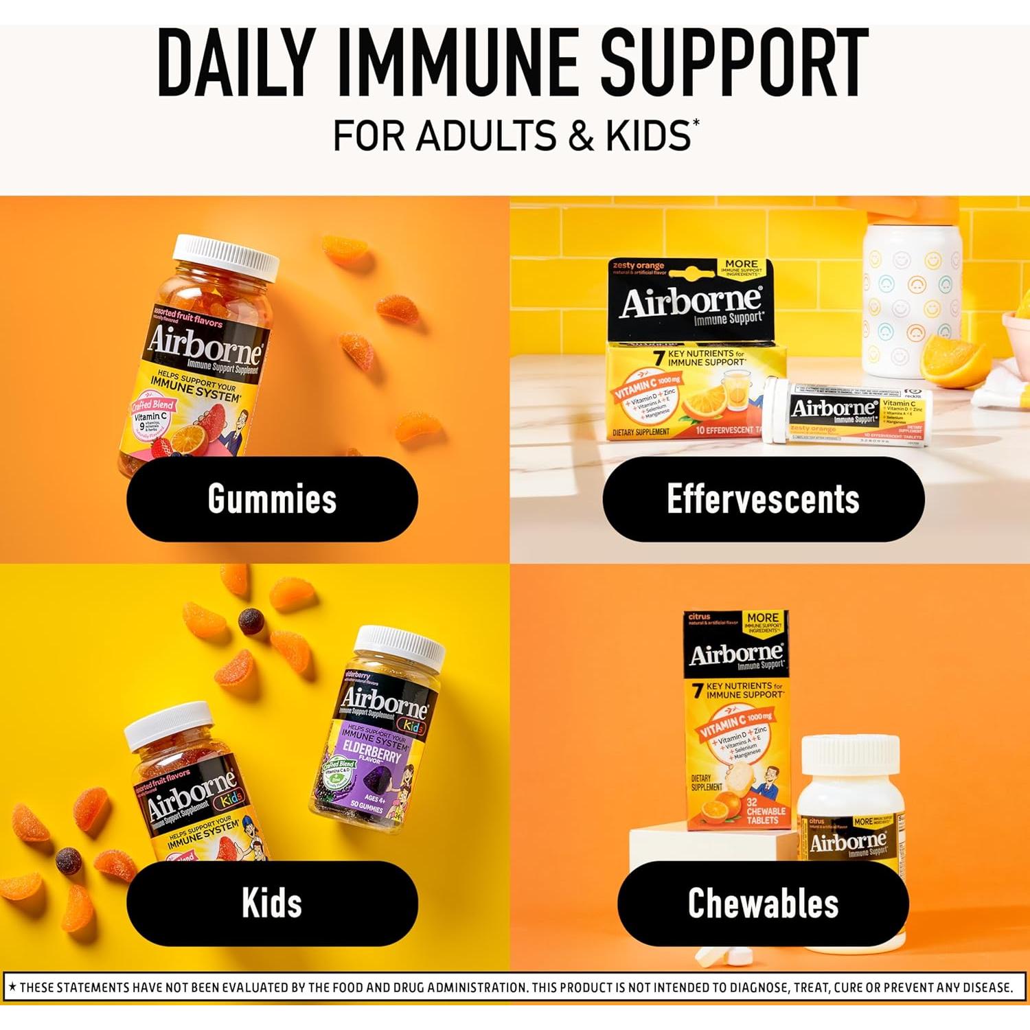 Tabletas Efervescentes Airborne Naranja 1000mg Vitamina C 10u