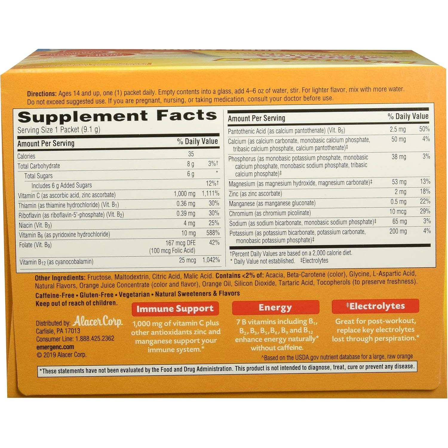 Emergen-C Suplemento de Vitamina C 1000 mg 30 Sobres