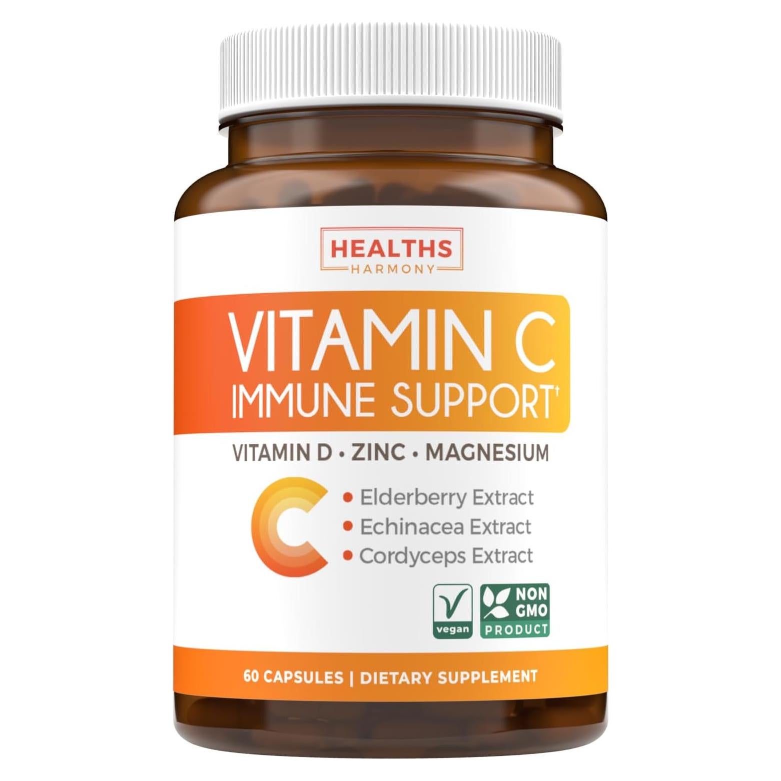 Suplemento Inmunológico Healths Harmony 60 Cápsulas Vitamina C Zinc