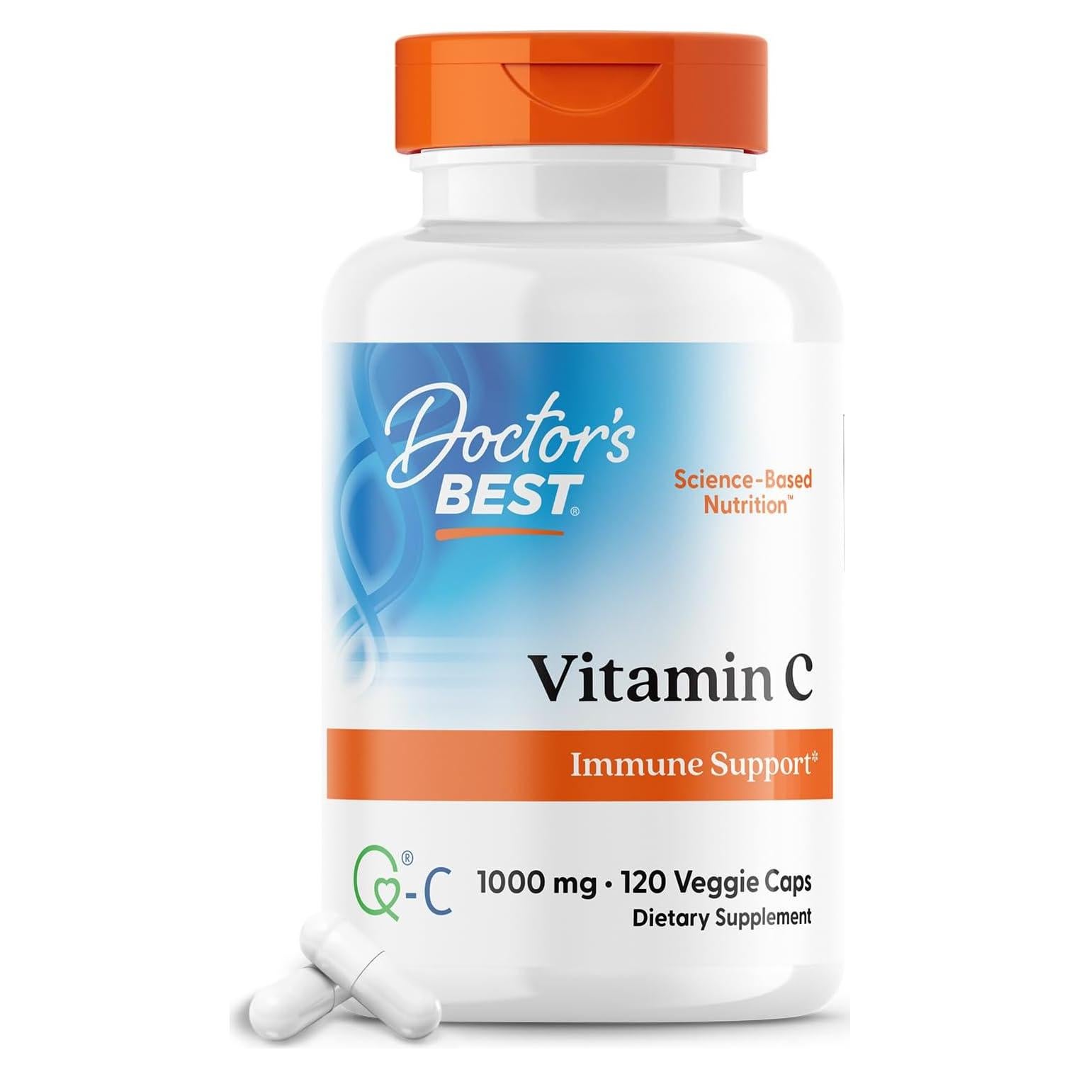 Vitamina C 1000mg Doctor's Best con Q-C - 120 Cápsulas Veganas